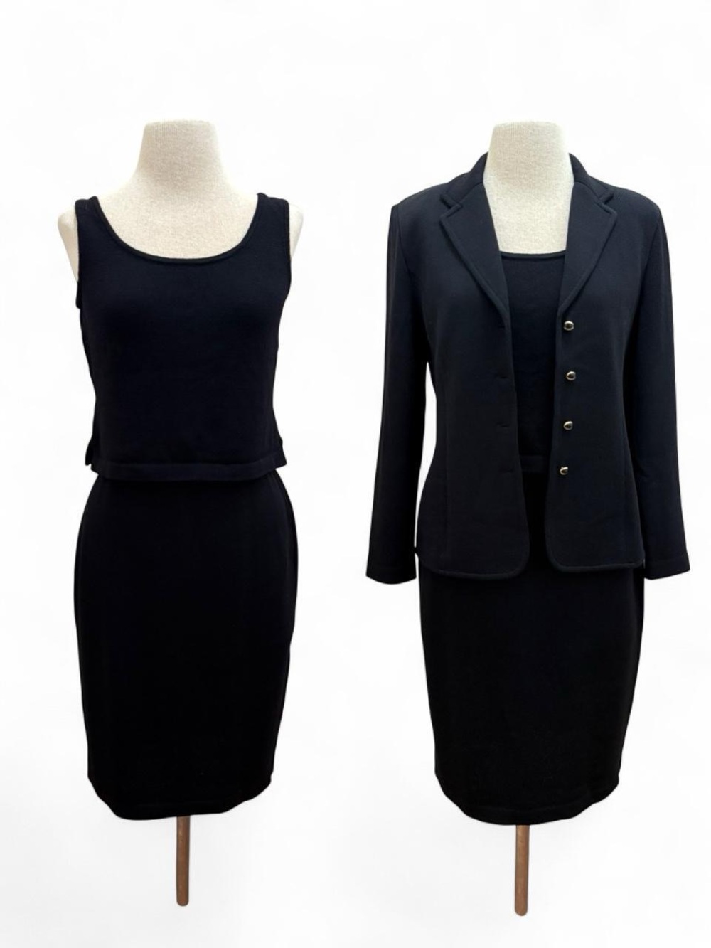 St. John Navy Santana Knit 3 Piece Skirt Set Size 6 Small Business Casual Preppy
